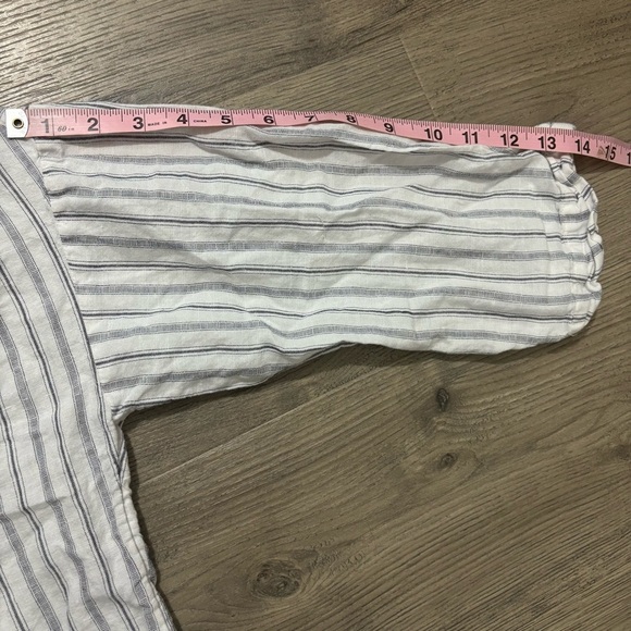 J. Crew Beach Coverup Linen Blend Gray White Striped Women Sz XS Preppy Nautical - Picture 9 of 11